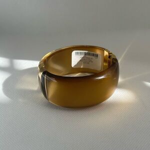 Banana Republic Amber Brown Resin Hinged Bangle Bracelet